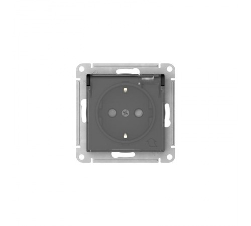 AtlasDesign Aqua Карбон Розетка с заземлением со шторками с прозрачной крышкой, 16А,IP44, механизм, быстрозажимные клеммы,КАРБОН  ATN441046S  SE