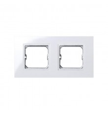 Simon 27 Рамка базовая с вырезом под декоративные вставки, 2 поста, 85х162мм, (+суппорт), S27 Play, белый  2701620-030  Simon
