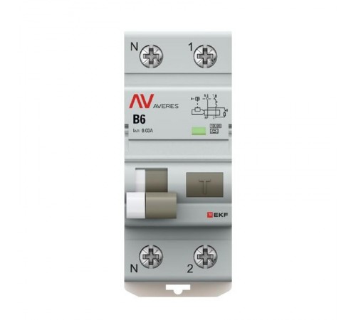 Дифференциальный автомат (УЗО) DVA-10 1P+N 6А (B) 30мА (A) 10кА  AVERES rcbo10-1pn-6B-30-a-av EKF