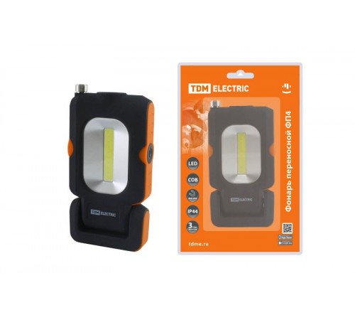 Фонарь переносной светодиодный ФП4, 1 Вт LED+3 Вт COB, 110 лм, 3хААА, магн., телескоп  SQ0350-0098  TDM