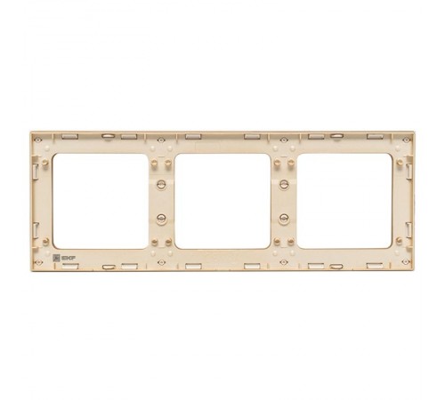 Стокгольм Рамка 3-местная белая с линией цвета шампань PROxima  EAM-G-302-20  EKF