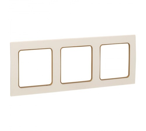 Стокгольм Рамка 3-местная белая с линией цвета шампань PROxima  EAM-G-302-20  EKF