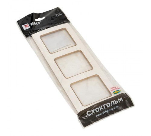 Стокгольм Рамка 3-местная белая с линией цвета шампань PROxima  EAM-G-302-20  EKF