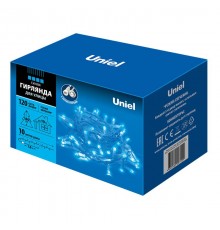 Гирлянда светодиодная  с эффектом мерцания  ULD-S1000-120/TWK BLUE IP67   10м. соед. 120 диодов. синий свет. шнур белый  UL-00001352  Uniel