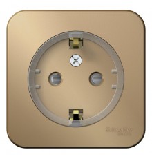 Blanca Титан О/У с изолирующей пластиной Титан Розетка с заземлением со шторками, (компакт) 16А, 250В  BLNRA111114  SE