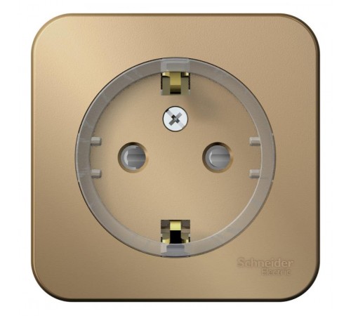 Blanca Титан О/У с изолирующей пластиной Титан Розетка с заземлением со шторками, (компакт) 16А, 250В  BLNRA111114  SE