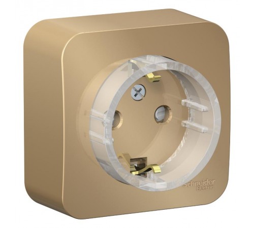 Blanca Титан О/У с изолирующей пластиной Титан Розетка с заземлением со шторками, (компакт) 16А, 250В  BLNRA111114  SE