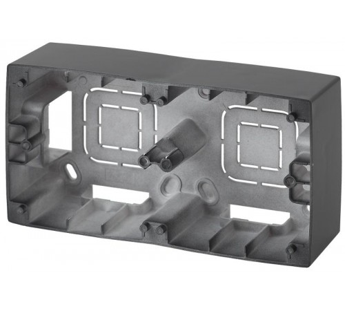 12-6102-05 ЭРА Коробка наклад. монтажа 2 поста, Эра12, антрацит  Б0043174  ЭРА