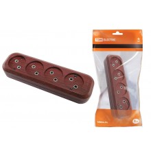 Колодка розеточная 4 гнезда 2П б/з 10А 250В "Эко" (бук)   SQ1806-0064  TDM