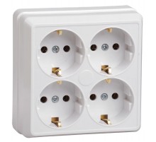 ОКТАВА белый Розетка 4-местная О/У с/з 16А РС24-3-ОБ ERO41-K01-16-DC  GENERICA