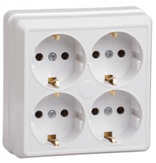 ОКТАВА белый Розетка 4-местная О/У с/з 16А РС24-3-ОБ ERO41-K01-16-DC  GENERICA