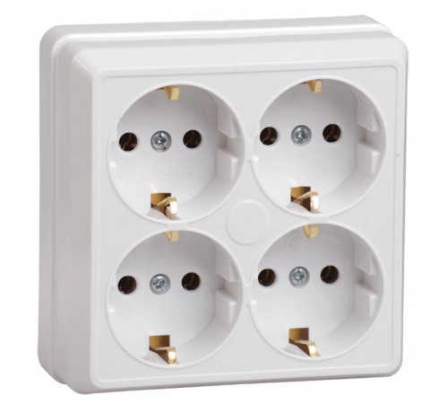 ОКТАВА белый Розетка 4-местная О/У с/з 16А РС24-3-ОБ ERO41-K01-16-DC  GENERICA