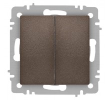 Выключатель Intro Accent 6-104-08 двойной, 10А-250В, IP20, СУ, AL/CU, бронза  Б0063497  Intro