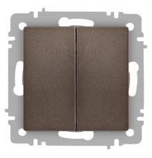 Выключатель Intro Accent 6-104-08 двойной, 10А-250В, IP20, СУ, AL/CU, бронза  Б0063497  Intro