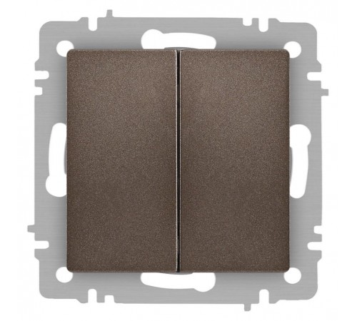 Переключатель Intro Accent 6-107-08 двойной, 10А-250В, IP20, СУ, AL/CU, бронза  Б0063570  Intro