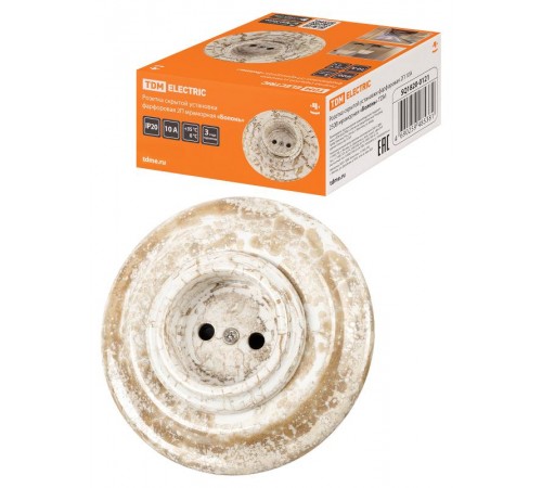 Розетка скрытой установки фарфоровая 2П 10А 250В мраморная "Болонь"  SQ1820-0121  TDM