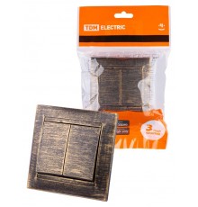 Выключатель 2-х кл. 10А старинная бронза "Лама"  SQ1815-0744  TDM