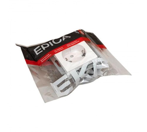 Механизм розетки, 16А, с заземлением, со шторками, белый Эпика EKF  UP1-SOW-111  EKF