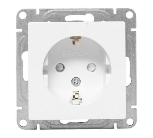 Механизм розетки, 16А, с заземлением, со шторками, белый Эпика EKF  UP1-SOW-111  EKF