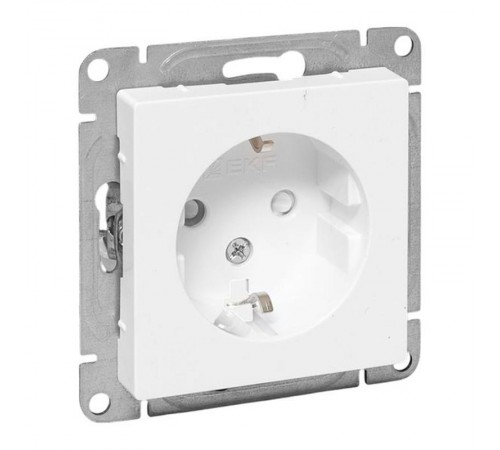 Механизм розетки, 16А, с заземлением, со шторками, белый Эпика EKF  UP1-SOW-111  EKF