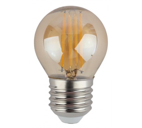 Лампа светодиодная F-LED P45-9W-827-E27 gold (филамент, шар золот, 9Вт, тепл, E27)  Б0047025  ЭРА