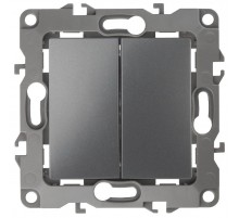 Переключатель двойной 12-1106-12 10АХ-250В,  графит  Б0019295  ЭРА