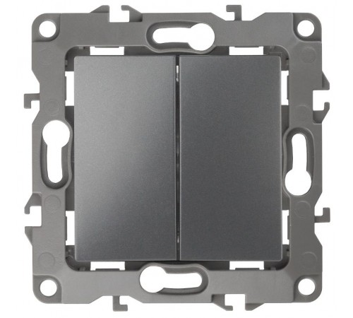 Переключатель двойной 12-1106-12 10АХ-250В,  графит  Б0019295  ЭРА