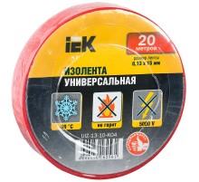 Изолента 0,13х15 мм красная 20 метров   UIZ-13-10-K04  IEK