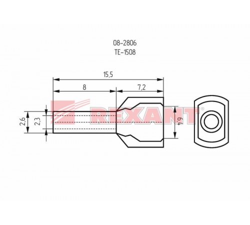 Наконечник штыревой втулочный изолированный F-8 мм 2х1.5 мм (НШВи(2) 1.5-8/НГи2 1,5-8) черный  08-2806  REXANT