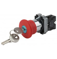 Кнопка управления  LAY5-BS142 "Грибок"с ключом  крас. d22мм  240В 1р (20/200/3200)  Б0045637  ЭРА
