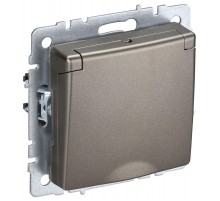 BRITE Розетка с заземлением со шторками с крышкой 16А IP20 РСбш10-3-БрШ шампань   BR-R16-16-K37  IEK