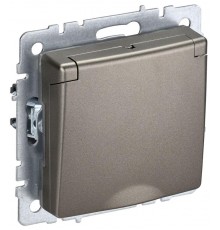 BRITE Розетка с заземлением со шторками с кр. 16А IP44 РСбш10-3-44-БрШ шампань  BR-R16-16-44-K37  IEK