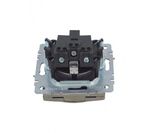 BRITE Розетка с заземлением со шторками с крышкой 16А IP20 РСбш10-3-БрШ шампань   BR-R16-16-K37  IEK