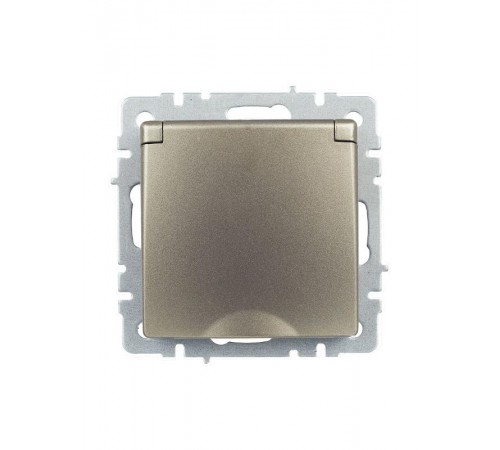 BRITE Розетка с заземлением со шторками с крышкой 16А IP20 РСбш10-3-БрШ шампань   BR-R16-16-K37  IEK