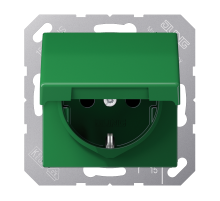 Штепсельная розетка SCHUKO 16A 250V~ с крышкой и защитой от детей; зеленая  AS1520BFKIKLGN  Jung