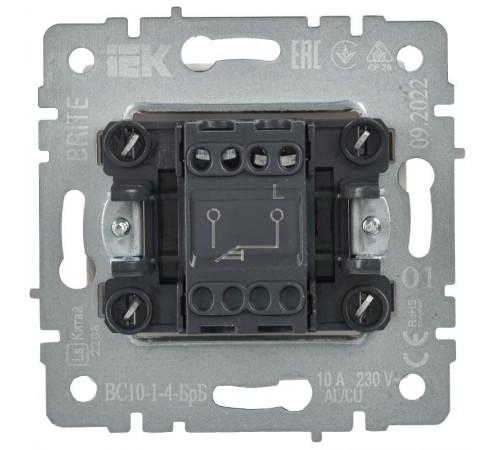 BRITE Выключатель 1-клавишный самовозвратн. 10А ВС10-1-4-БрБ белый  BR-V14-0-10-K01  IEK