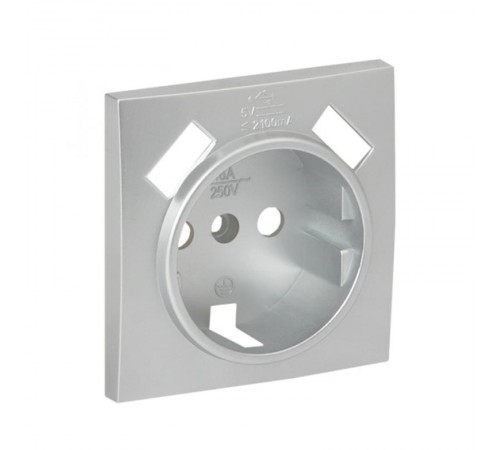 Валенсия лицевая панель розетки 1-местной с/з 16А сталь с защ. штор. с 2 USB 2,1А EKF PROxima   ESR16-L-028-30-2USB   EKF