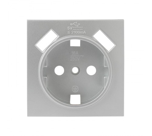 Валенсия лицевая панель розетки 1-местной с/з 16А сталь с защ. штор. с 2 USB 2,1А EKF PROxima   ESR16-L-028-30-2USB   EKF
