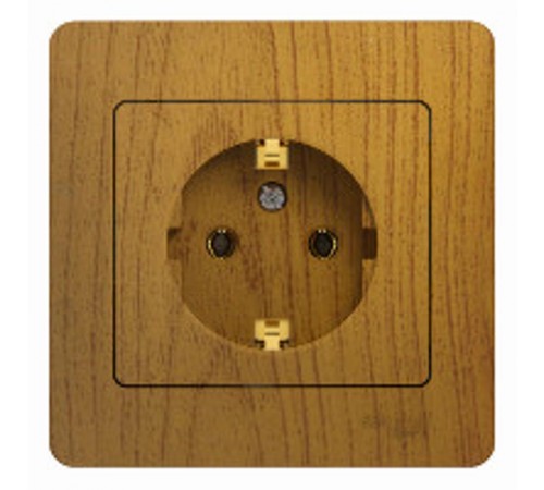 Glossa Дерево Дуб Розетка с заземлением (в сборе с рамкой)  GSL000542  SE