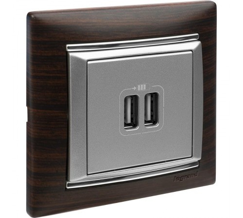 Valena Алюминий Розетка 2-ая USB  770270  Legrand