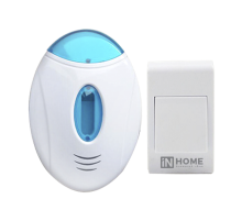 Звонок беспроводной ЗБ-3 32 мелодии 120м с подсветкой с кнопкой бело-голубой  4690612013312  IN HOME