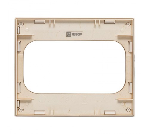 Стокгольм Рамка для розетки 2-местная белая с линией цвета шампань PROxima  EYM-G-305-20  EKF