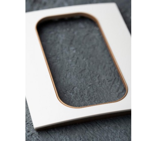 Стокгольм Рамка для розетки 2-местная белая с линией цвета шампань PROxima  EYM-G-305-20  EKF