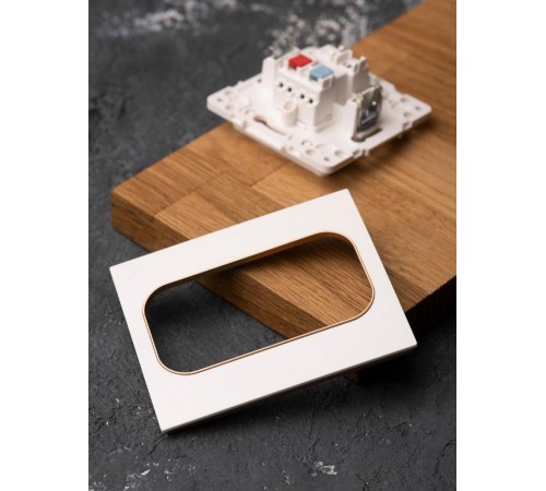 Стокгольм Рамка для розетки 2-местная белая с линией цвета шампань PROxima  EYM-G-305-20  EKF