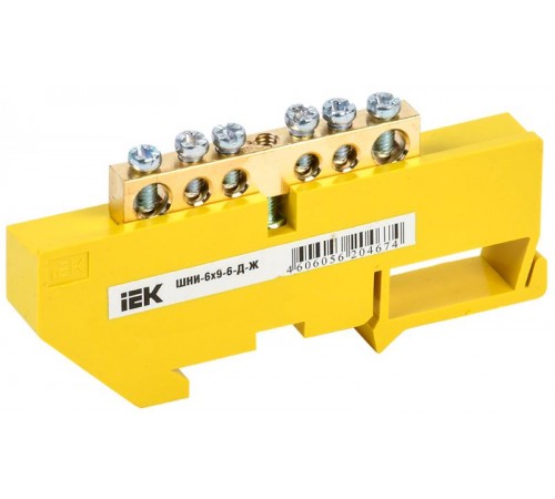 Шина PE "земля" на DIN-изоляторе ШНИ-6х9-6-Д-Ж  YNN10-69-6D-K05  IEK
