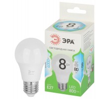 Лампа светодиодная  GREEN LINE LED A60-8W-840-E27 GL E27 8 Вт груша яркий белый свет  Б0067139  ЭРА