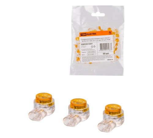 Соединительная клемма скотч-лок К-1, (d=0,4-0,7 мм), D=1,52 мм (50 шт)  SQ0520-0201  TDM