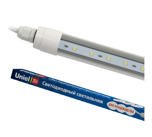 Светильник светодиодный линейный, спектр для яйценоскости птиц  1250мм, c коннектором ULY-P61-20W/SCEP/K IP65 DC24V WHITE  UL-00001608  Uniel