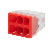 Экспресс-клемма СМК 2273-206, 6-проводная 0.5-2.5 мм, прозрачная (100 шт./уп.)  07-3209  REXANT