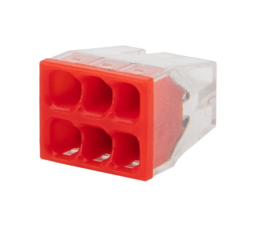 Экспресс-клемма СМК 2273-206, 6-проводная 0.5-2.5 мм, прозрачная (100 шт./уп.)  07-3209  REXANT